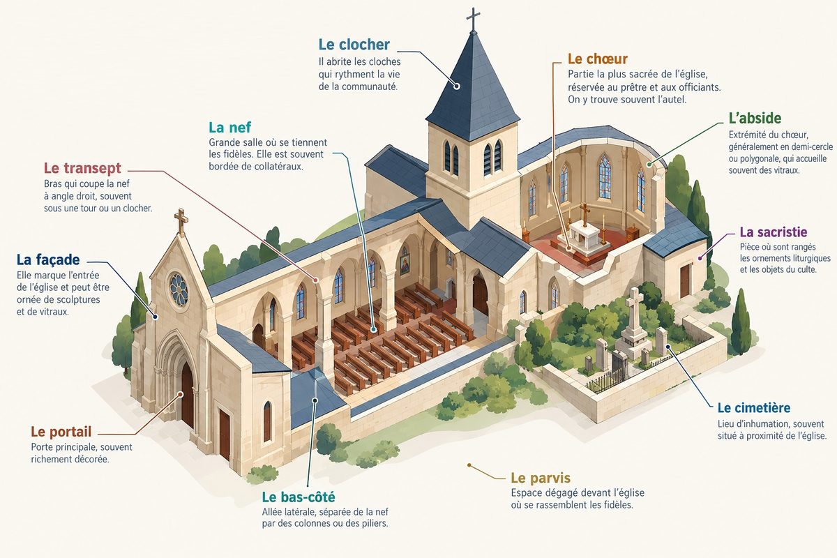 Plan de structure générale d'une église